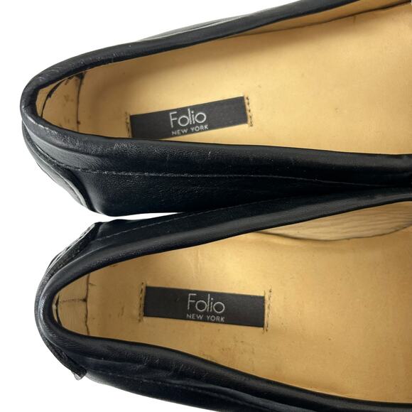 Folio New York Black Leather Slip On Driving Loafers Mens 8 - Picture 8 of 9